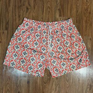 New Bara "CH" Mesh Lined Athleisure Cream/Red Men's Short XXL